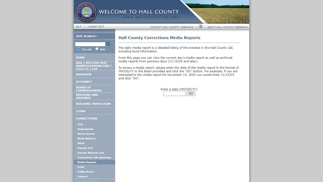 Hall County Corrections Media Reports - Hall County, Nebraska